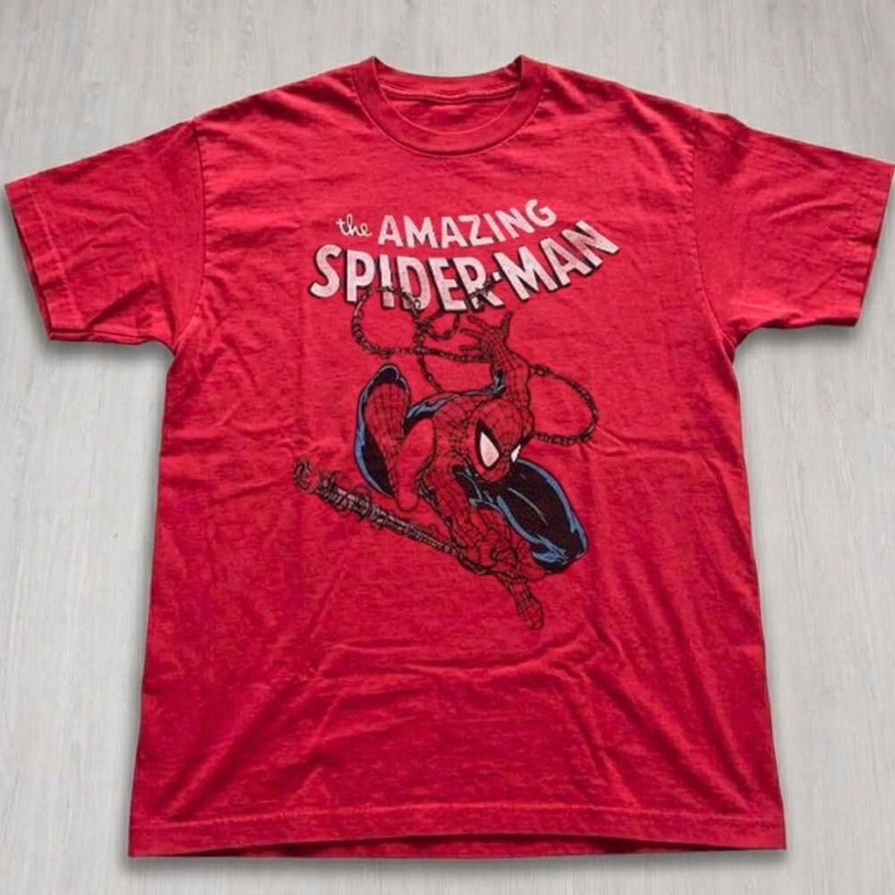 Red Spider Man Graphic Tee With _The Amazing Spider Man_ Text